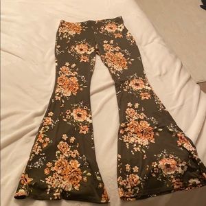 Green Flowered Wide Legged Pants